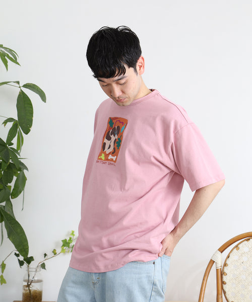 Brittany Spaniel 半袖Tシャツ アダルトの着用イメージ