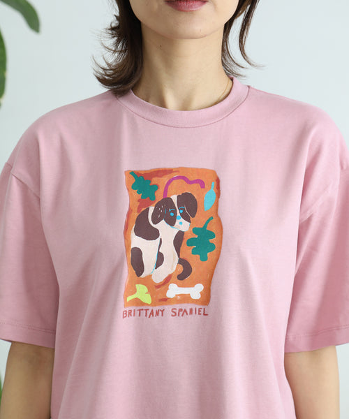 Brittany Spaniel 半袖Tシャツ アダルトの着用イメージ