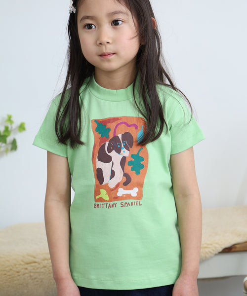 Brittany Spaniel 半袖Tシャツ キッズの着用イメージ