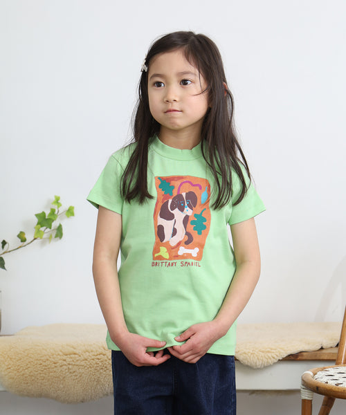 Brittany Spaniel 半袖Tシャツ キッズの着用イメージ