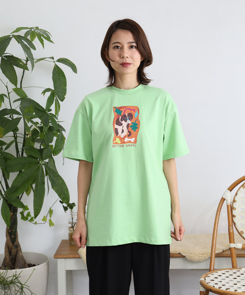 Brittany Spaniel 半袖Tシャツ アダルトの着用イメージ
