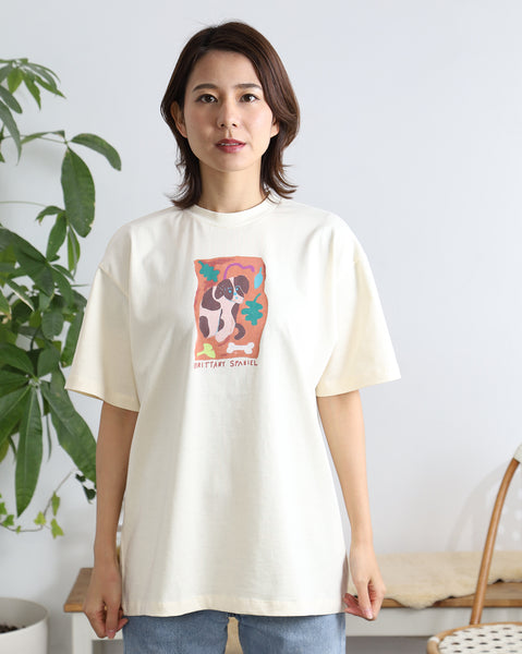 Brittany Spaniel 半袖Tシャツ アダルトの着用イメージ