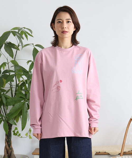 Flanders 長袖Tシャツ アダルト ピンクを着用した女性