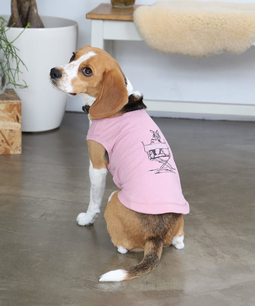ピンクのRinTinTin犬用タンクトップを着たビーグル